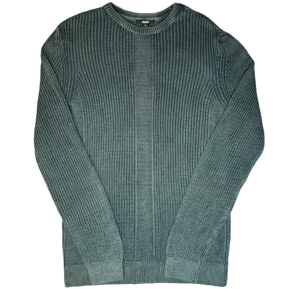 Mavi Men's Green Sweater Crewneck Knit Casual Contemporary Fall Size S